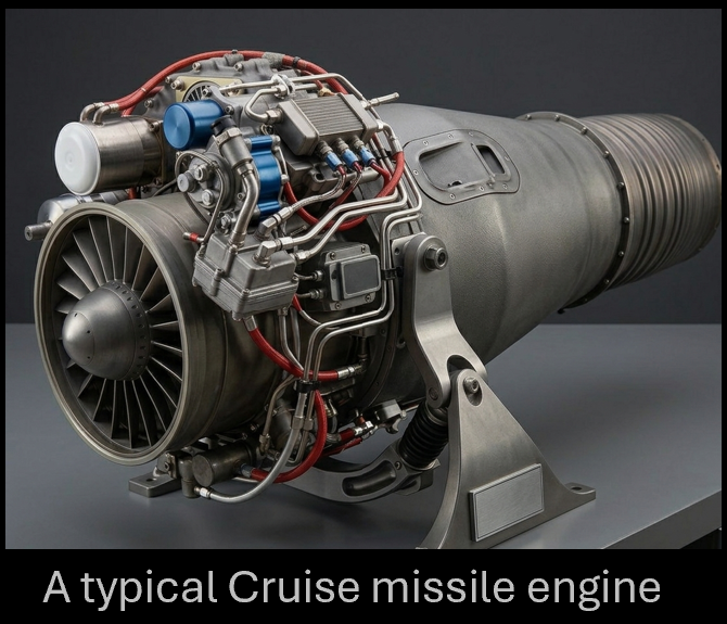 A typical cruise missile turbofan engine